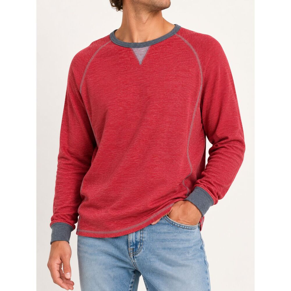 Tommy Bahama Reversible Crewneck Sweatshirt Red Gray Lyocell Cotton Men's Large